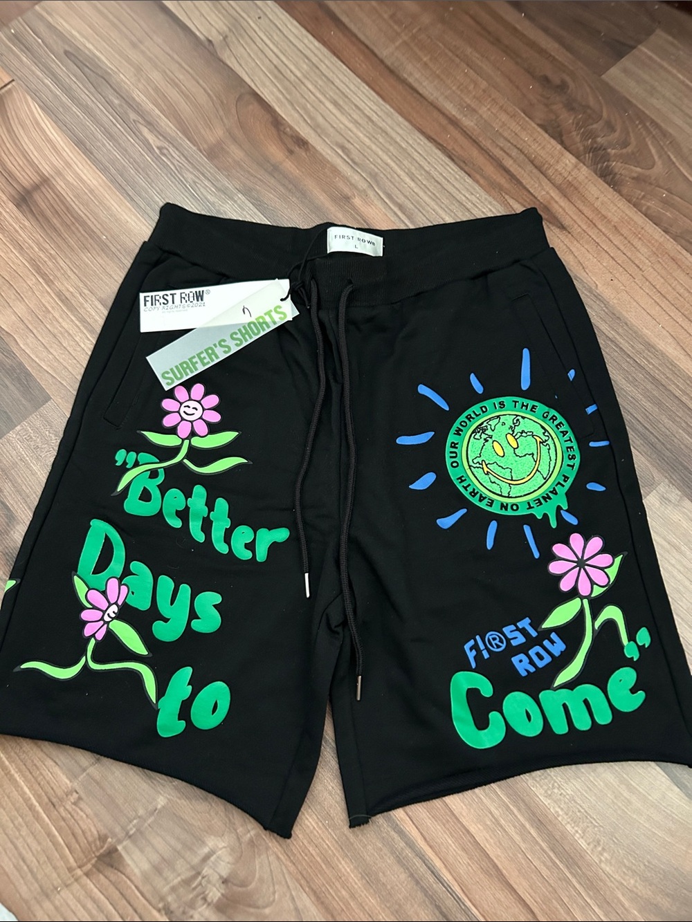 First Row Black Graphic 'Better Days to Come' Men's Shorts